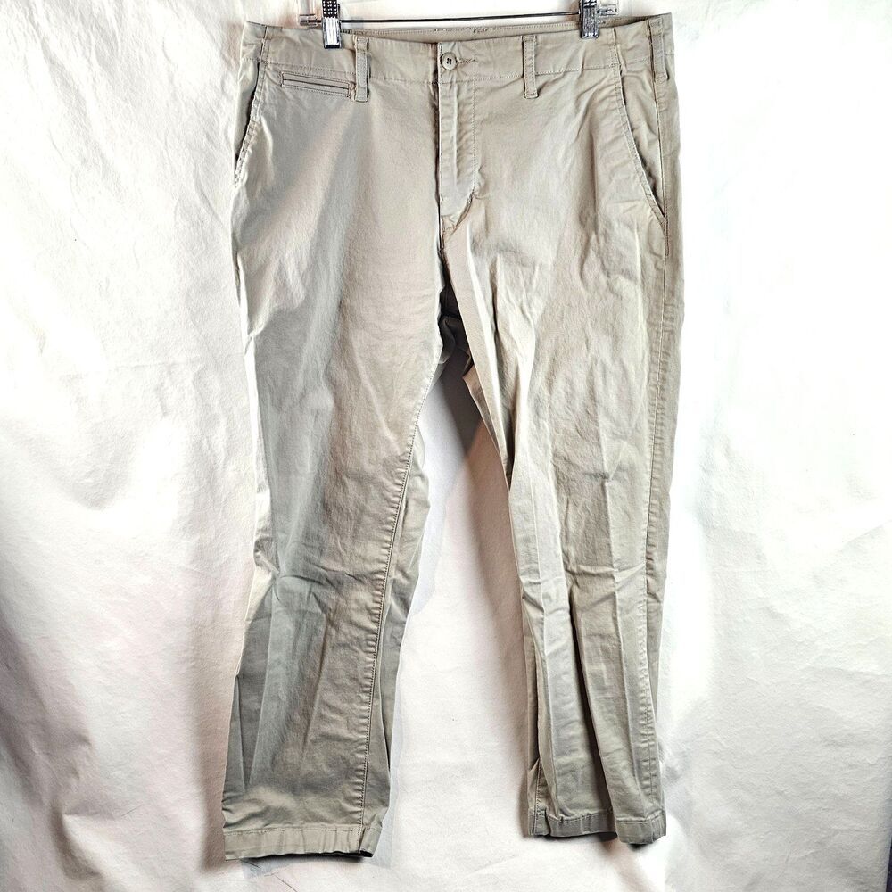 American Eagle Pants Mens 36x30 Khaki Chino Beige Original Straight Flex Basic